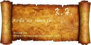 Krósz Henrik névjegykártya